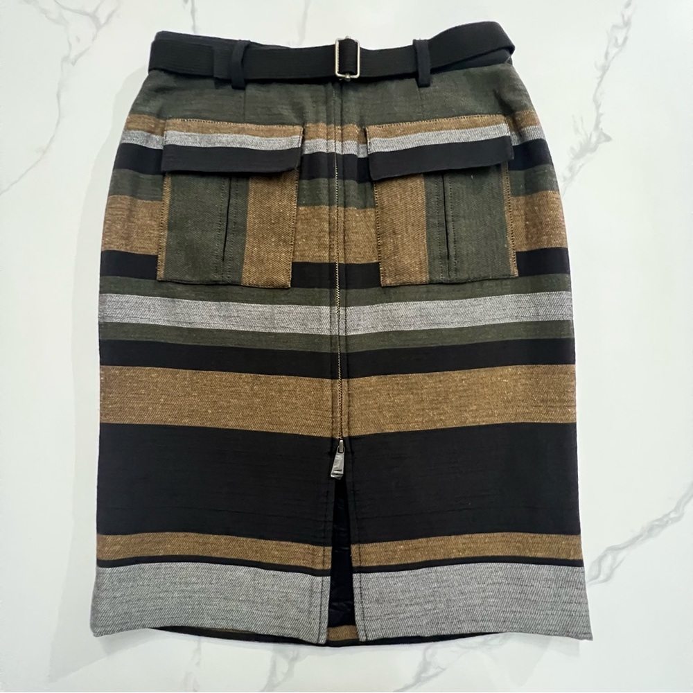 NWOT W by Worth front pockets zip up striped pencil skirt size 4